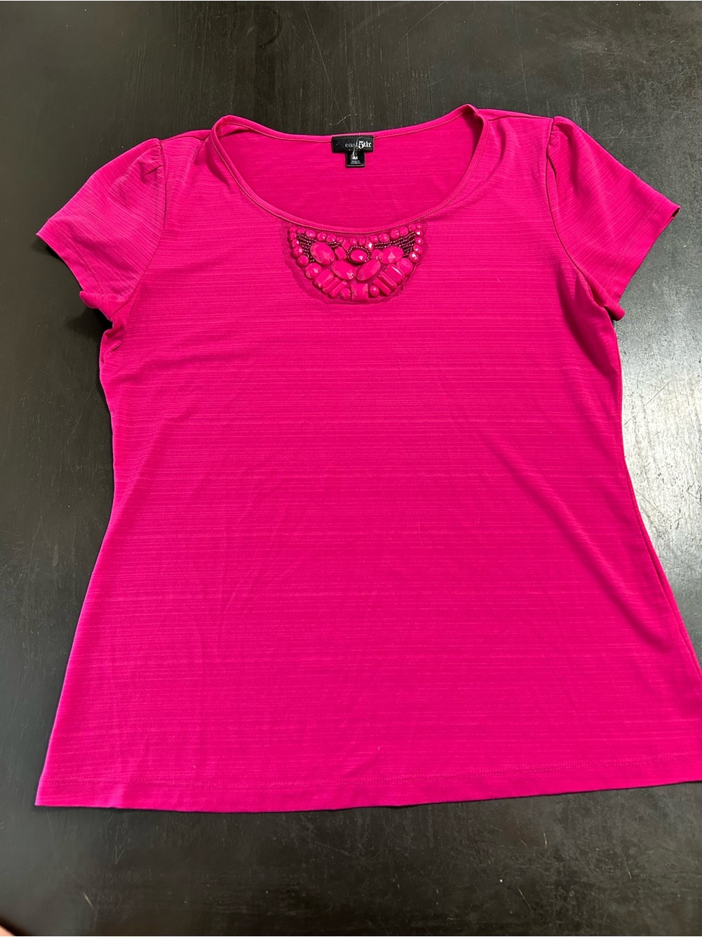 Y2K Apt. 9 Fuchsia Embellished Scoop Neck Tee